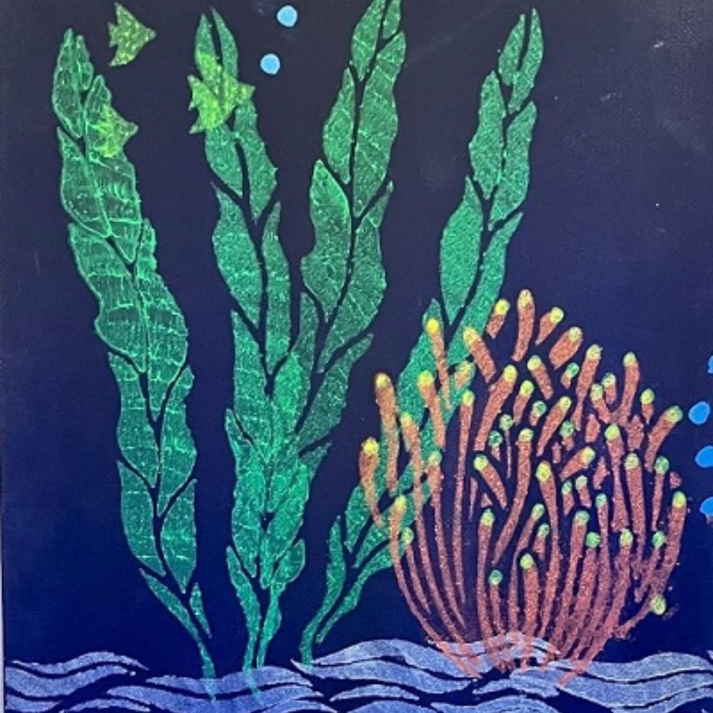UV BLACKLIGHT CORAL PAINTING Black Canvas Coral Saltwater Reef Ocean Life Art
